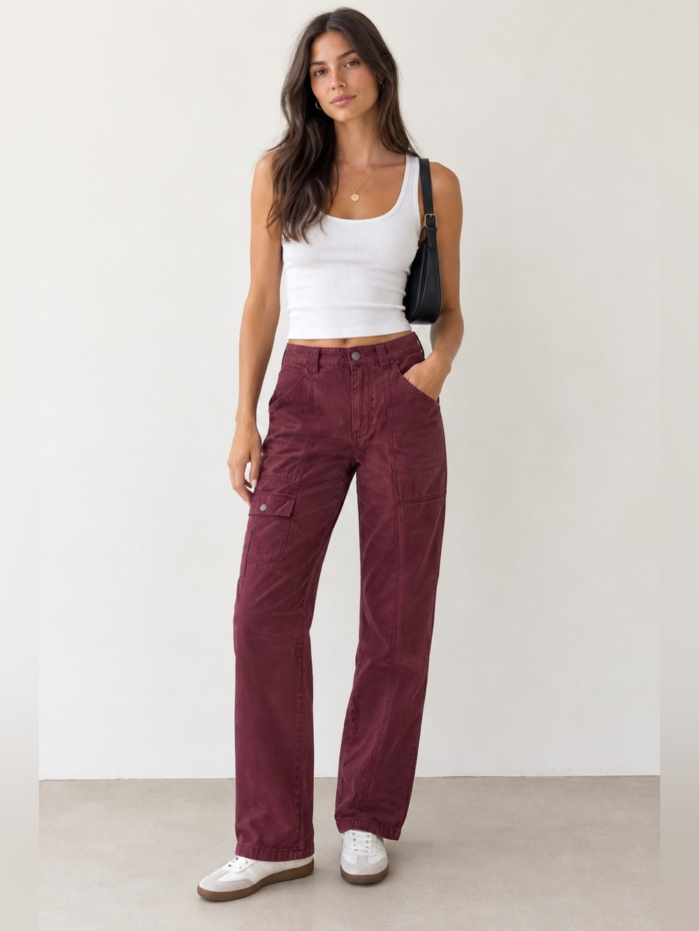 Reformation Kiley Cargo Pant Utility Carpenter Straight Leg Merlot Jeans size 29